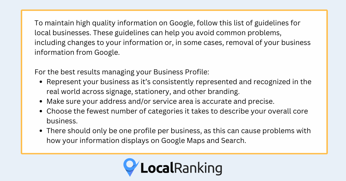google local seo guidelines
